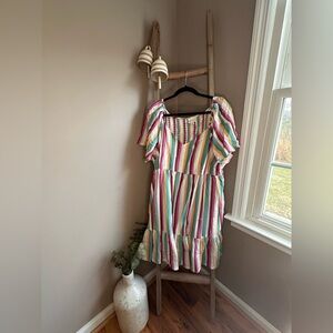 Ava & Viv Multi-Color Striped Tiered Summer Dress